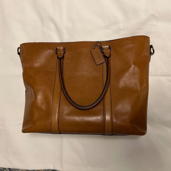 Coach tan leather laptop bag / carry-all | tons of pockets! - Picture 2 of 9